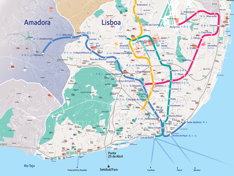 Metro w Lizbonie | Mapa połaczeń